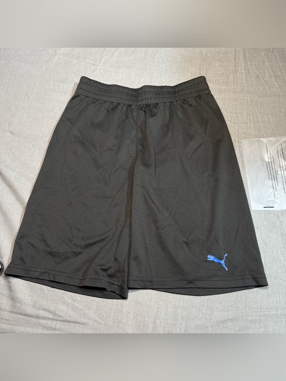 Puma Black Athletic Shorts with Blue Logo